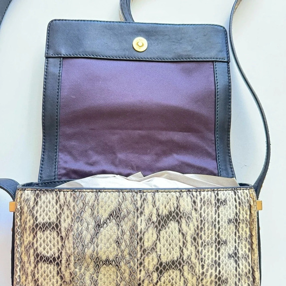Brian Atwood Cream Snakeskin Leather Crossbody Bag - Picture 11 of 14